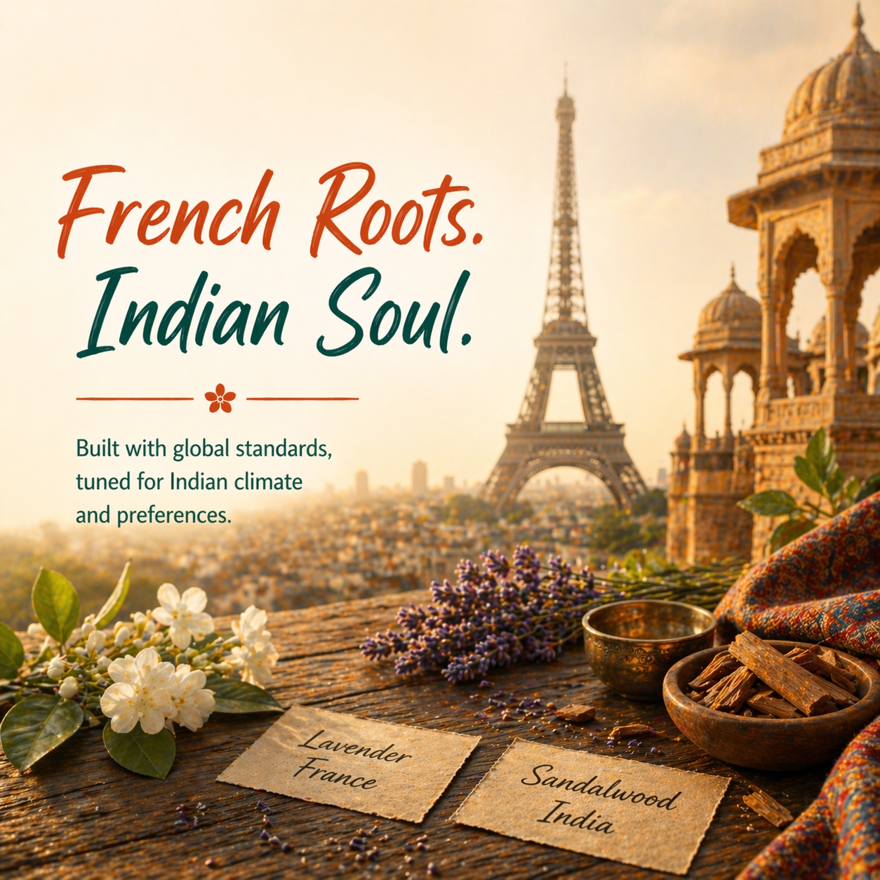Crafted in France. Made in India.